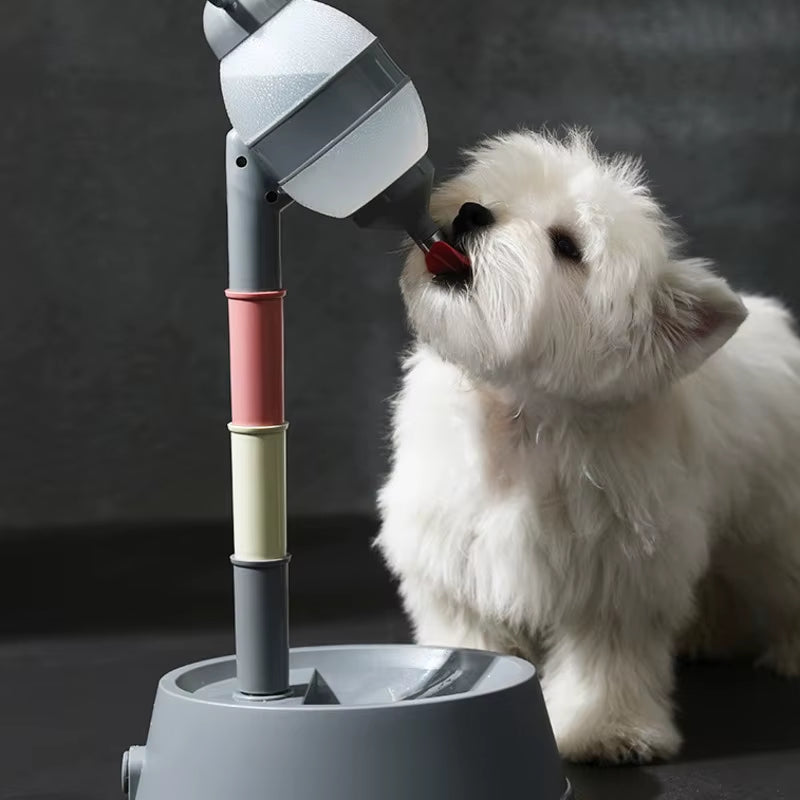 Adjustable Height Pet Water Dispenser Elevated Dog Bowl Licking Ball Automatic Drinking Fountain for Dogs and Cats Home Gift