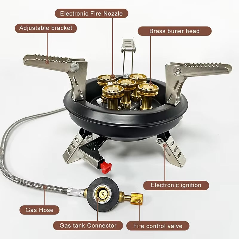-201A Portable Camping Gas Stove 16000W High Pressured Propane Butane Gas Burner Outdoor Emergency Stove with Piezo Ignition