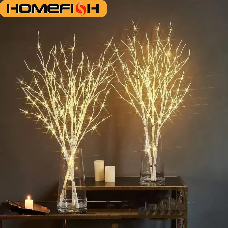 1 PC White Birch Branch LED Festive Lights Battery Operated for Christmas Party Wedding Outdoor Decoration Twig Lights