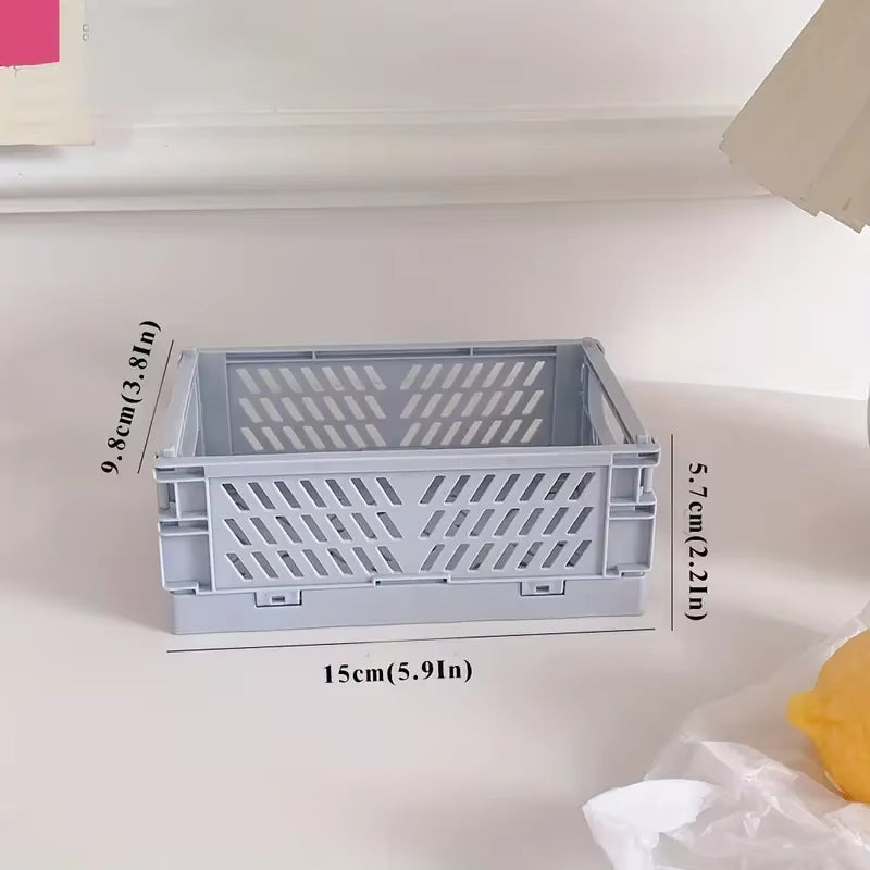 6 Color Organizing Storage Baskets Case Folding Student Desktop Basket Tape Stationery Plastic Foldable Container Storage Box
