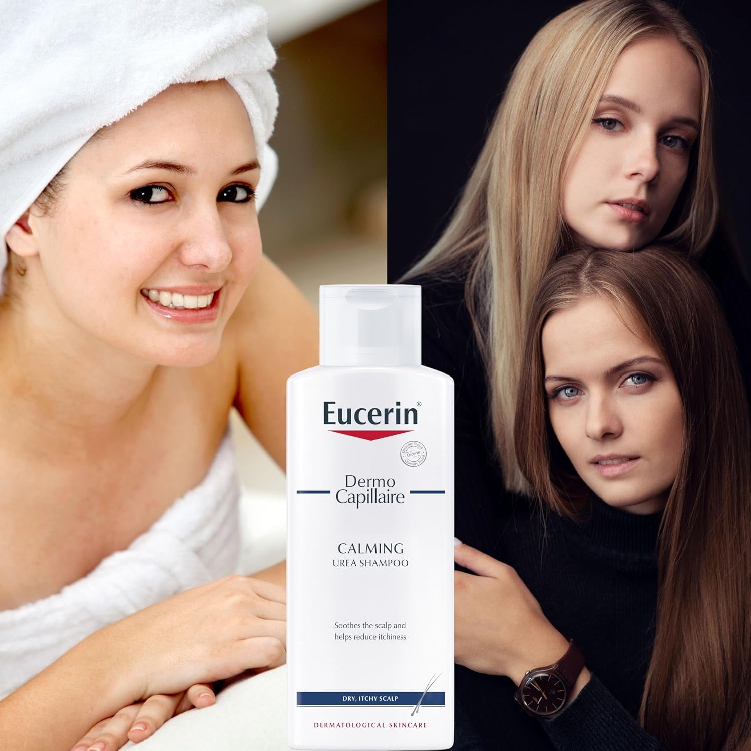 Shampoo for Itchy Scalp Bundle with Eucerin Urea Shampoo 250Ml and Hair Wrap and Travel Bottle