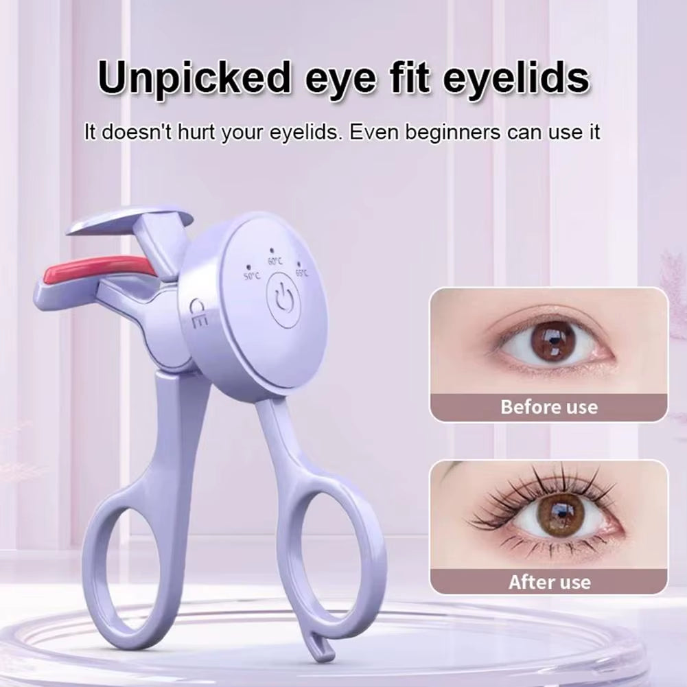 Electric Heated Eyelash Curler for Women,Portable USB Rechargeable Heated Lash Curler with Quick Heat-Up, Anti-Scald Makeup Tool