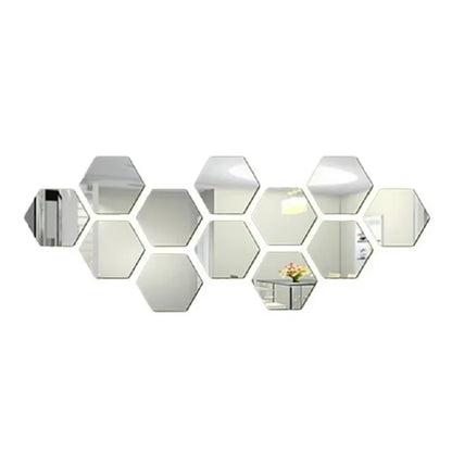 Hexagon Acrylic 3D Mirror Wall Sticker Home Decor DIY Self-Adhesive Mirror Decal Decor Stickers Art Wall Decoration Large 6/12Pc