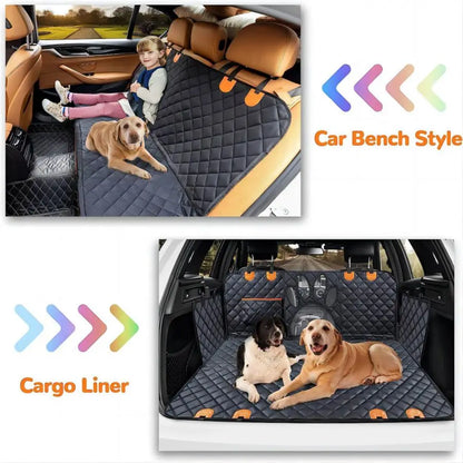 Dog Car Seat Cover for Back Seat, 100% Waterproof Dog Car Hammock with Visual Mesh Window and Side Zipper Car Seat &amp; Door Protec