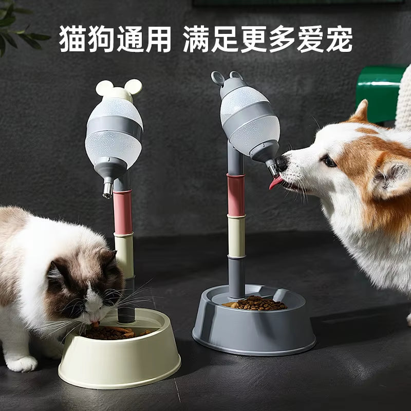Adjustable Height Pet Water Dispenser Elevated Dog Bowl Licking Ball Automatic Drinking Fountain for Dogs and Cats Home Gift