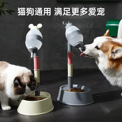 Adjustable Height Pet Water Dispenser Elevated Dog Bowl Licking Ball Automatic Drinking Fountain for Dogs and Cats Home Gift