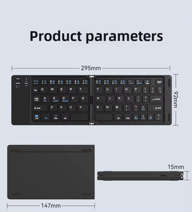 Mini Foldable Wireless Keyboard Slim Portable Bluetooth Keyboard Rechargeable Folding Keyboard for IOS Windows Android
