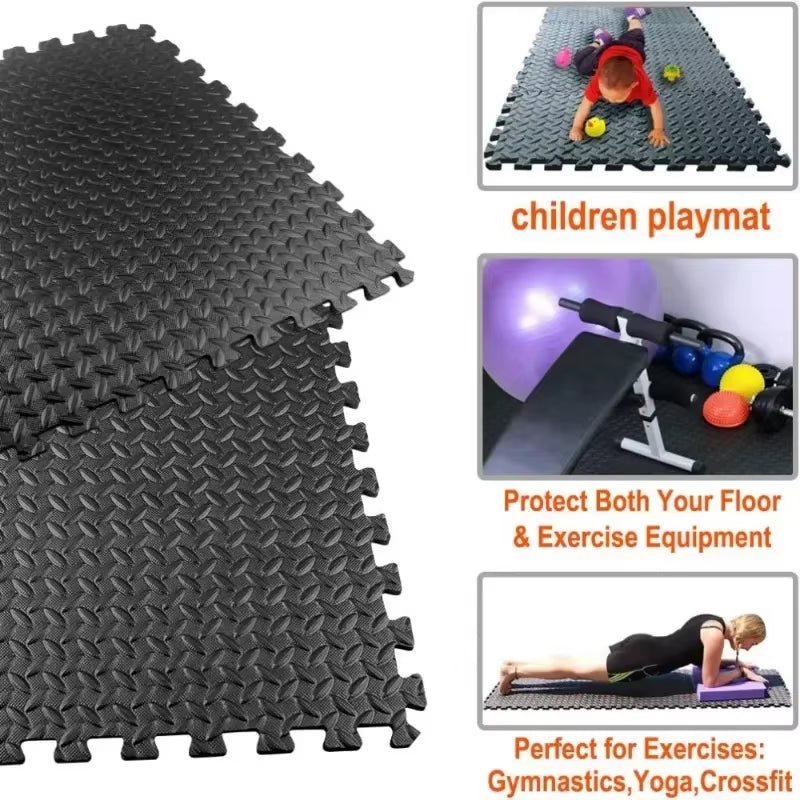 30*30Cm Thicken Sports Gym Mat Protection EVA Leaf Grain Floor Mats Yoga Fitness Non-Slip Splicing Rugs Shock Room