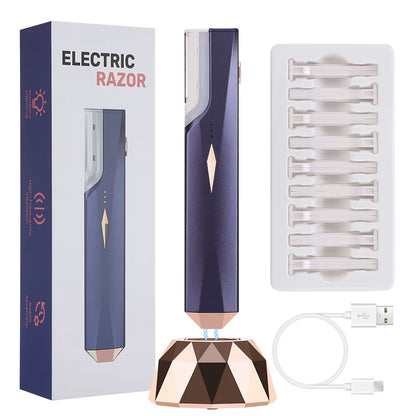 Sonic Lighted Electric Razor Shaver for Eyebrow Facial Hair Removal, Flawless Dermaplaning Tool with 6 Replacement Blades