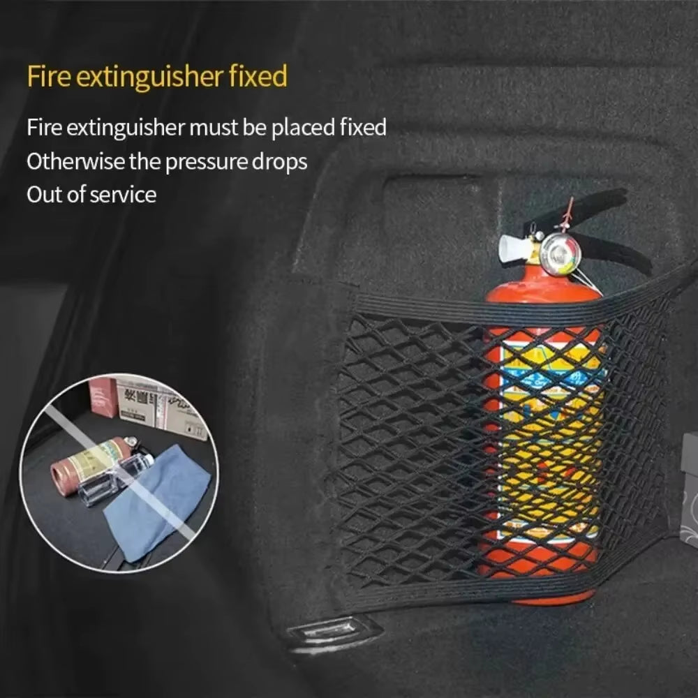 Car Storage Net Stretchable Mesh Pocket Net Magic Elastic Sticker Universal Rear Mesh Trunk Seat Bag Pocket Cage Auto Organizer
