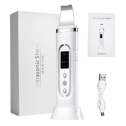 Ultrasonic Skin Scrubber Electric Facial Cleansing Pore Deep Cleanser Acne Blackhead Remover Peeling Shovel Device Beautymachine