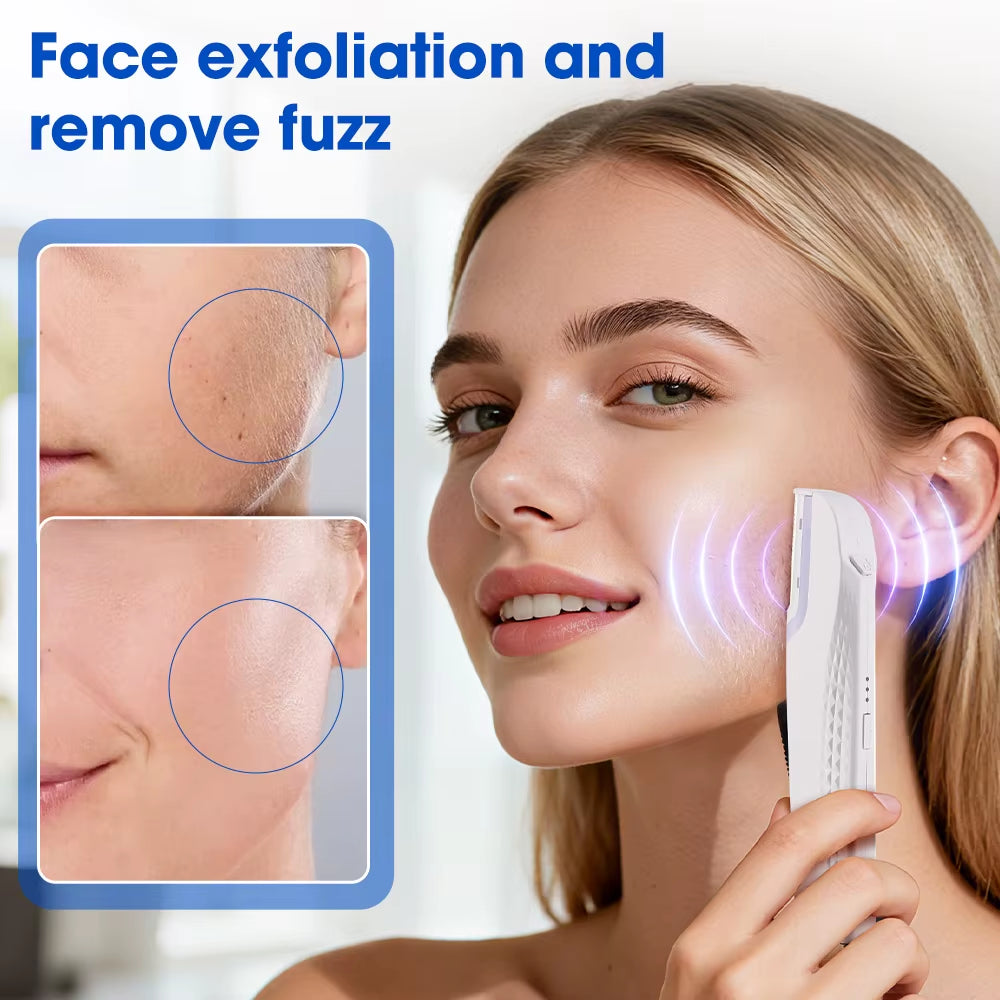 Sonic Lighted Electric Razor Shaver for Eyebrow Facial Hair Removal, Flawless Dermaplaning Tool with 6 Replacement Blades