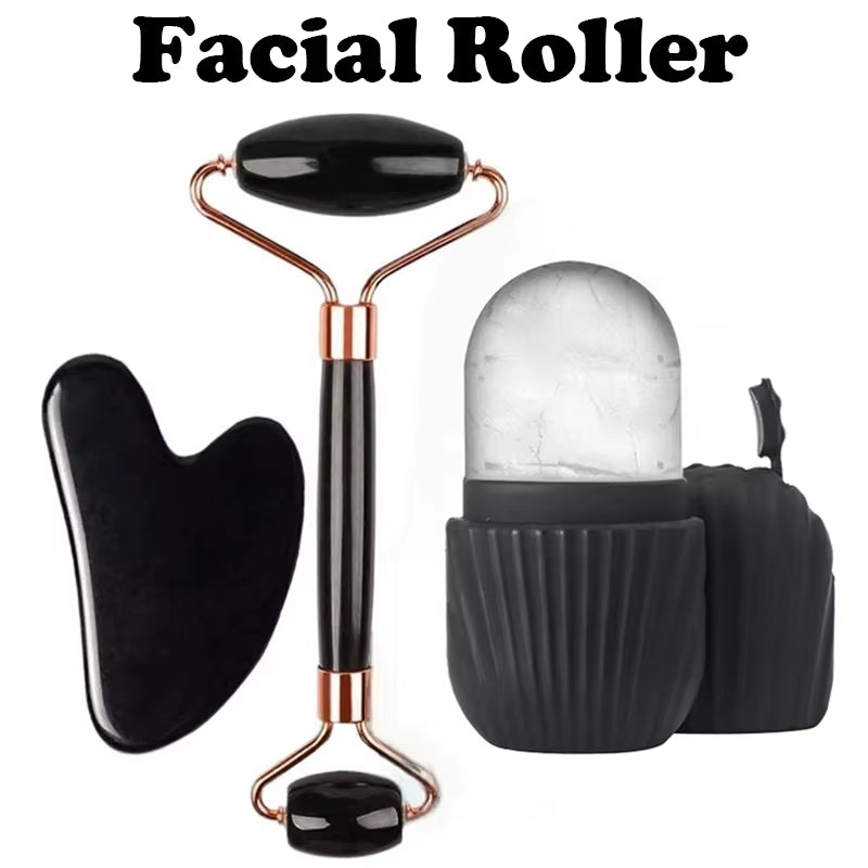 1/2/3Pcs Ice Face Roller Facial Skincare Ice Roller Set,Facial Roller Guasha Facetool Set,Face Massage Roller Lifting Contouring