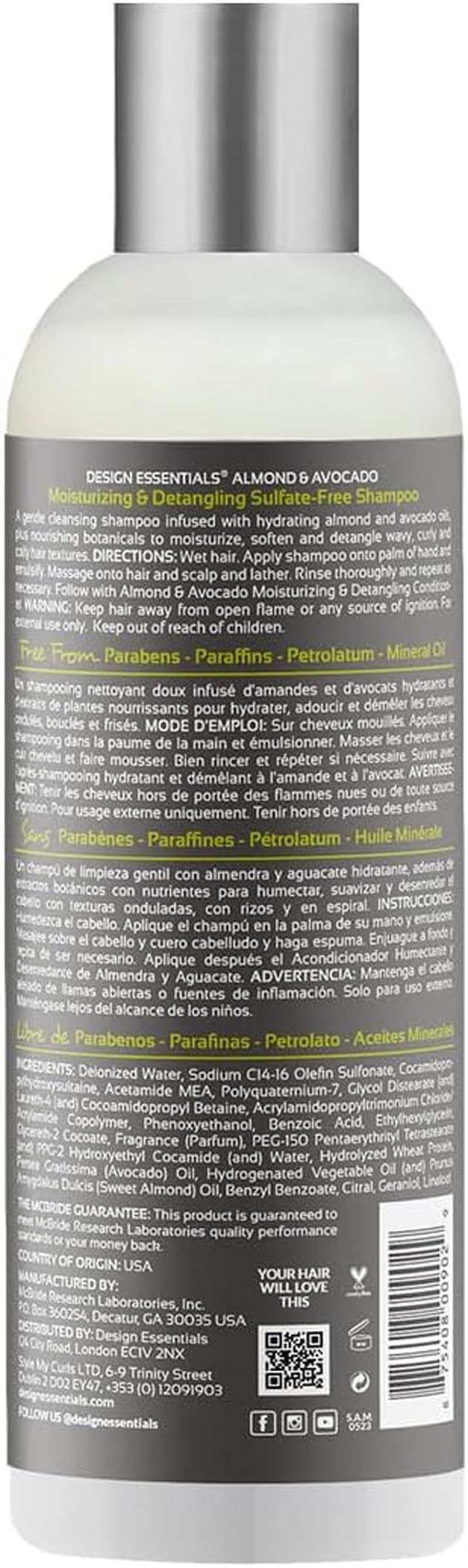 Natural Almond &amp; Avocado Moisturizing &amp; Detangling Sulfate-Free Shampoo, 12 Ounce