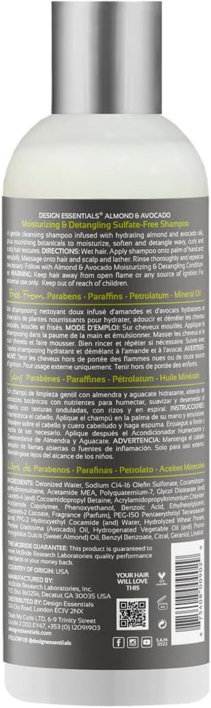 Natural Almond &amp; Avocado Moisturizing &amp; Detangling Sulfate-Free Shampoo, 12 Ounce