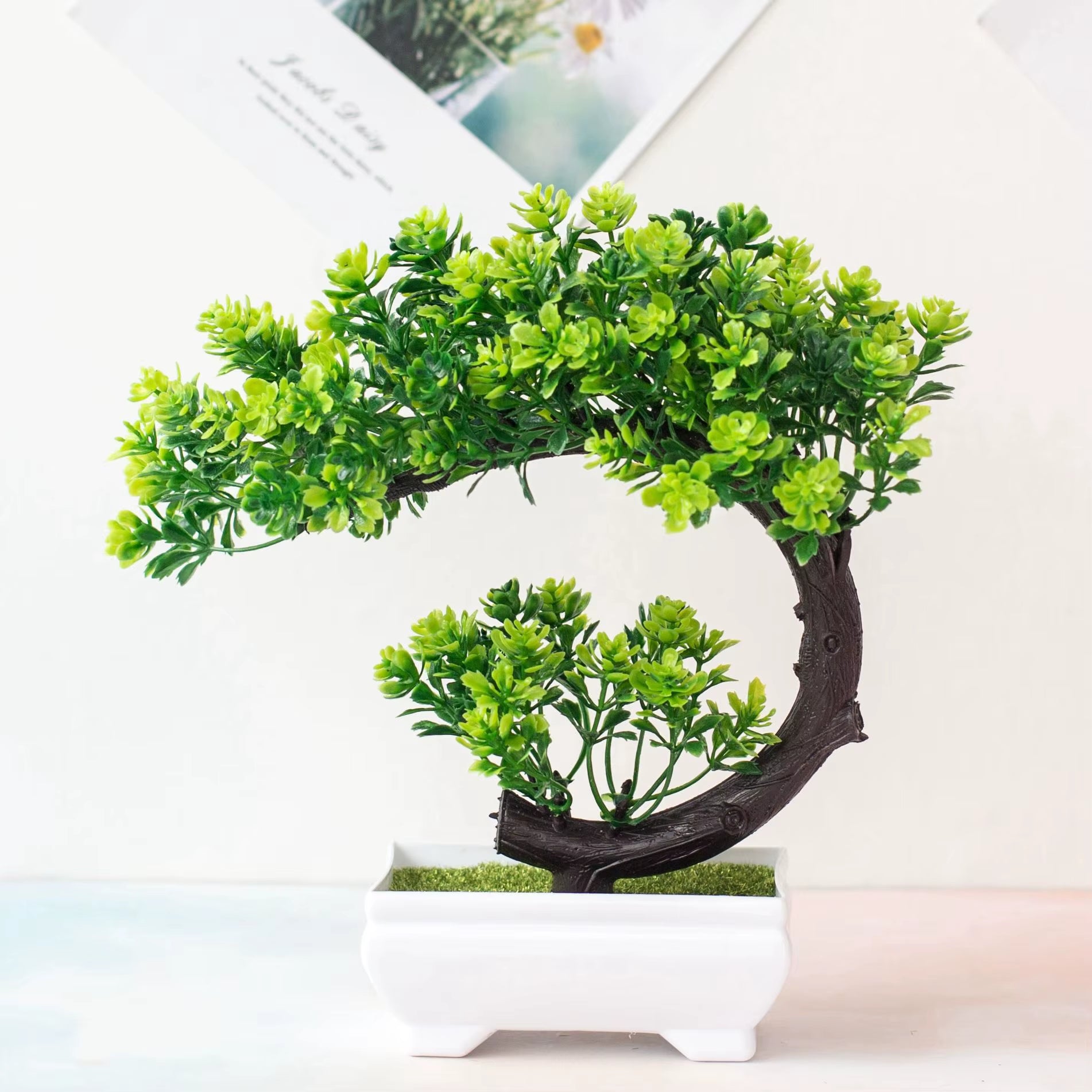 Crescent Style Bonsai Simulation Plant Thousand Layer Flower Bonsai Home Decoration Fake Floral Creative Gift Ornaments