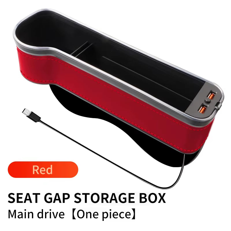 Car Seat Gap Filler Cup Holder 7 Colours Changing LED Car Crevice Storage Organizer Box with 2Usb Charger Car Accessories