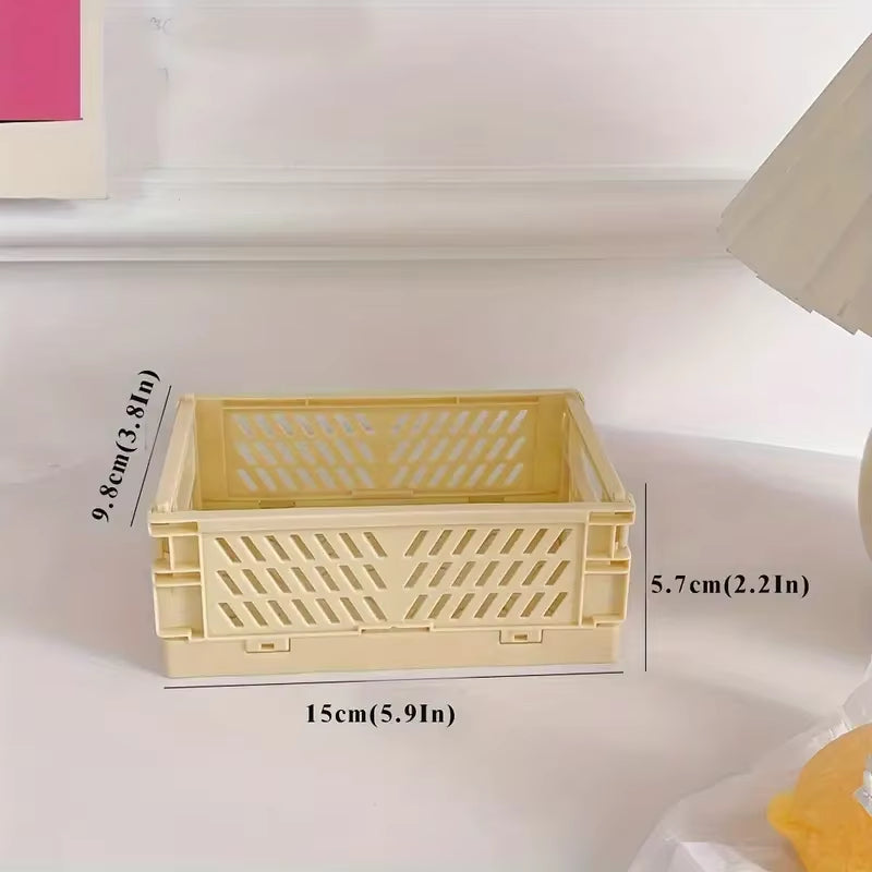 6 Color Organizing Storage Baskets Case Folding Student Desktop Basket Tape Stationery Plastic Foldable Container Storage Box