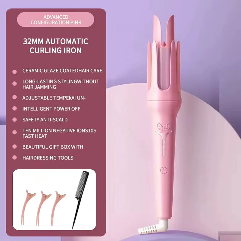 Automatic Curling Iron 32 Mm Big Roll Anion Ceramic Hair Curler 4-Speed Adjustable Fast Heating Fashion Styling Tools