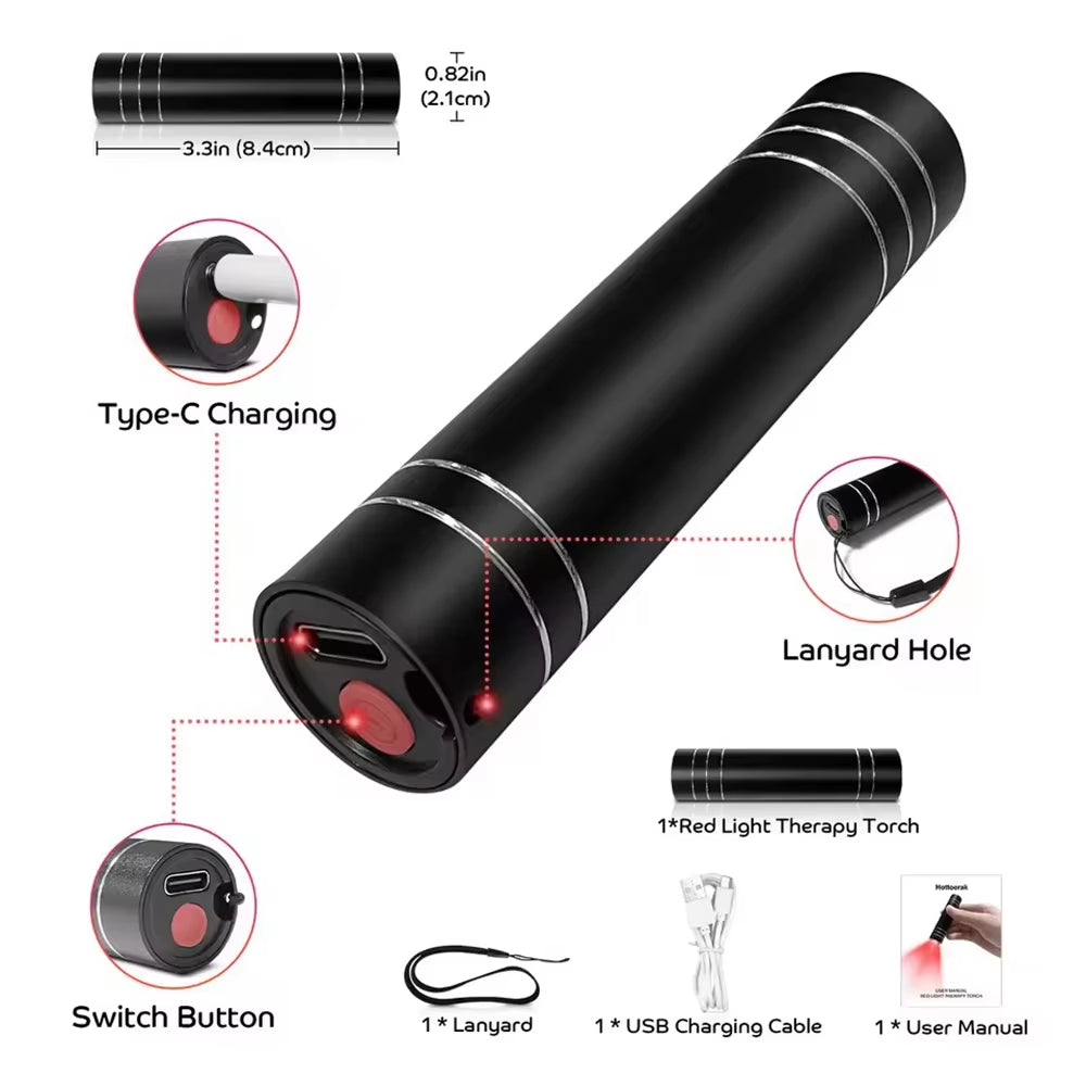 NEW Red Light Therapy Electric Torch Infrared Light Therapy Portable Lamp Pen Red Light Therapy Face Wand