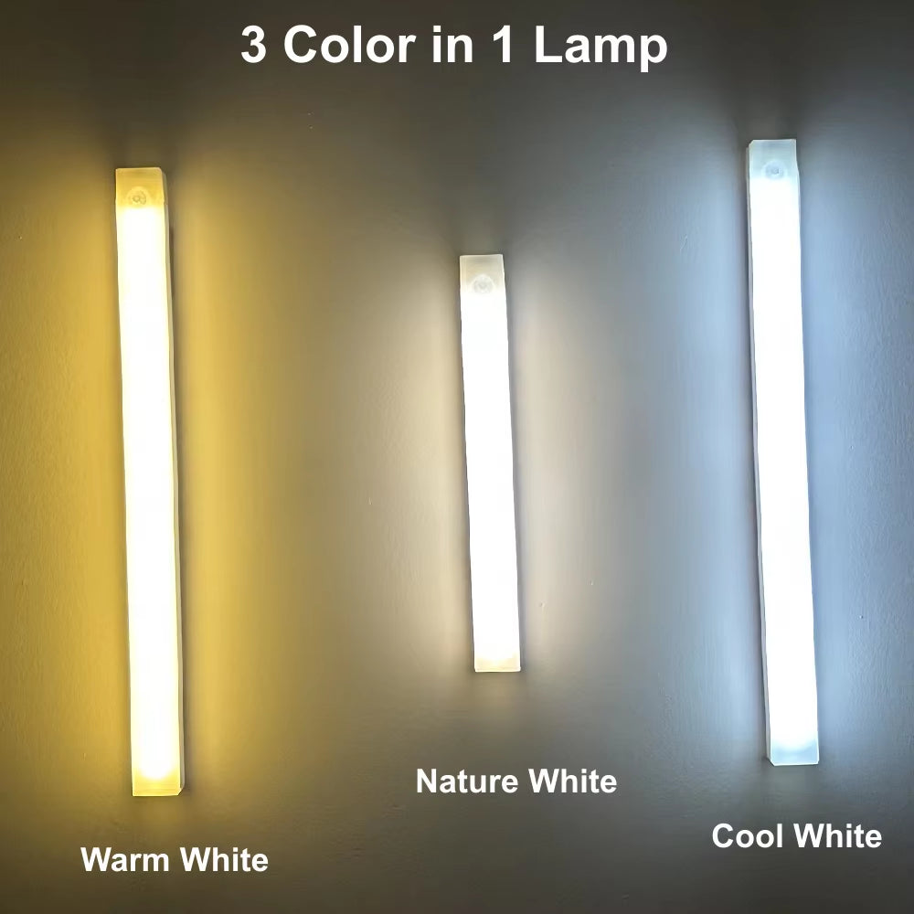 Motion Sensor LED Night Light USB Rechargeable Bedside Lamp Wireless Portable Cabinet Tube Light for Wardrobe Staircase
