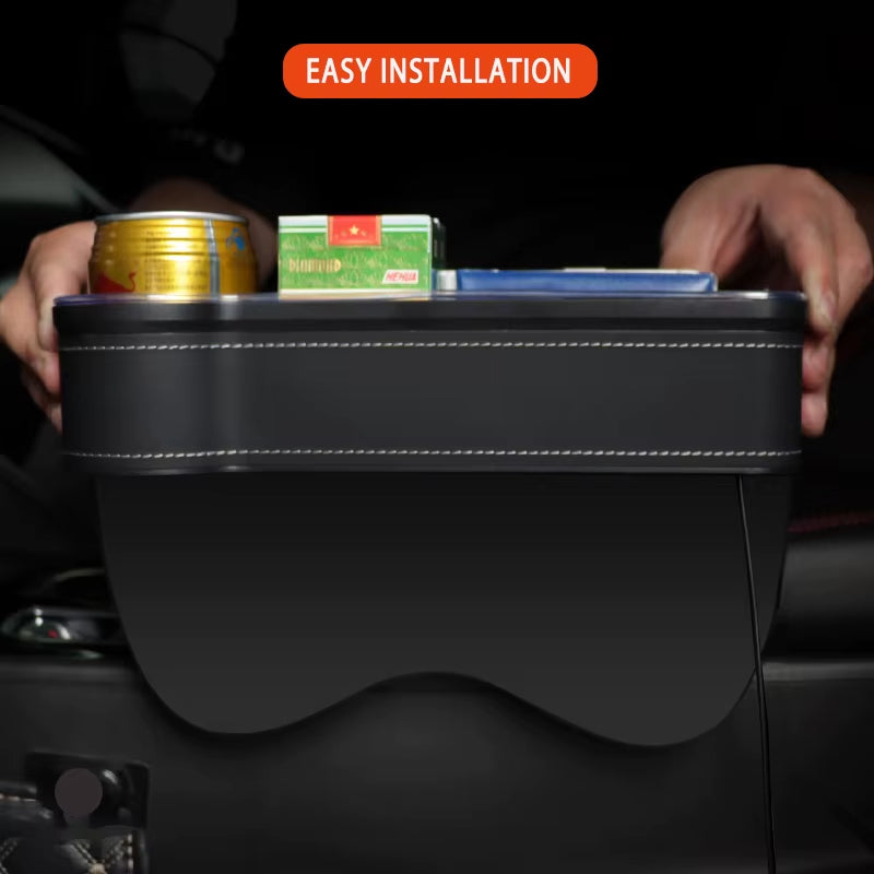 Car Seat Gap Filler Cup Holder 7 Colours Changing LED Car Crevice Storage Organizer Box with 2Usb Charger Car Accessories