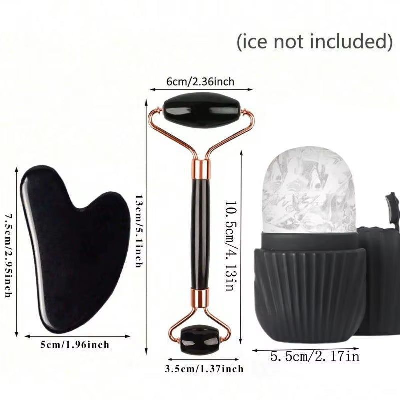 1/2/3Pcs Ice Face Roller Facial Skincare Ice Roller Set,Facial Roller Guasha Facetool Set,Face Massage Roller Lifting Contouring