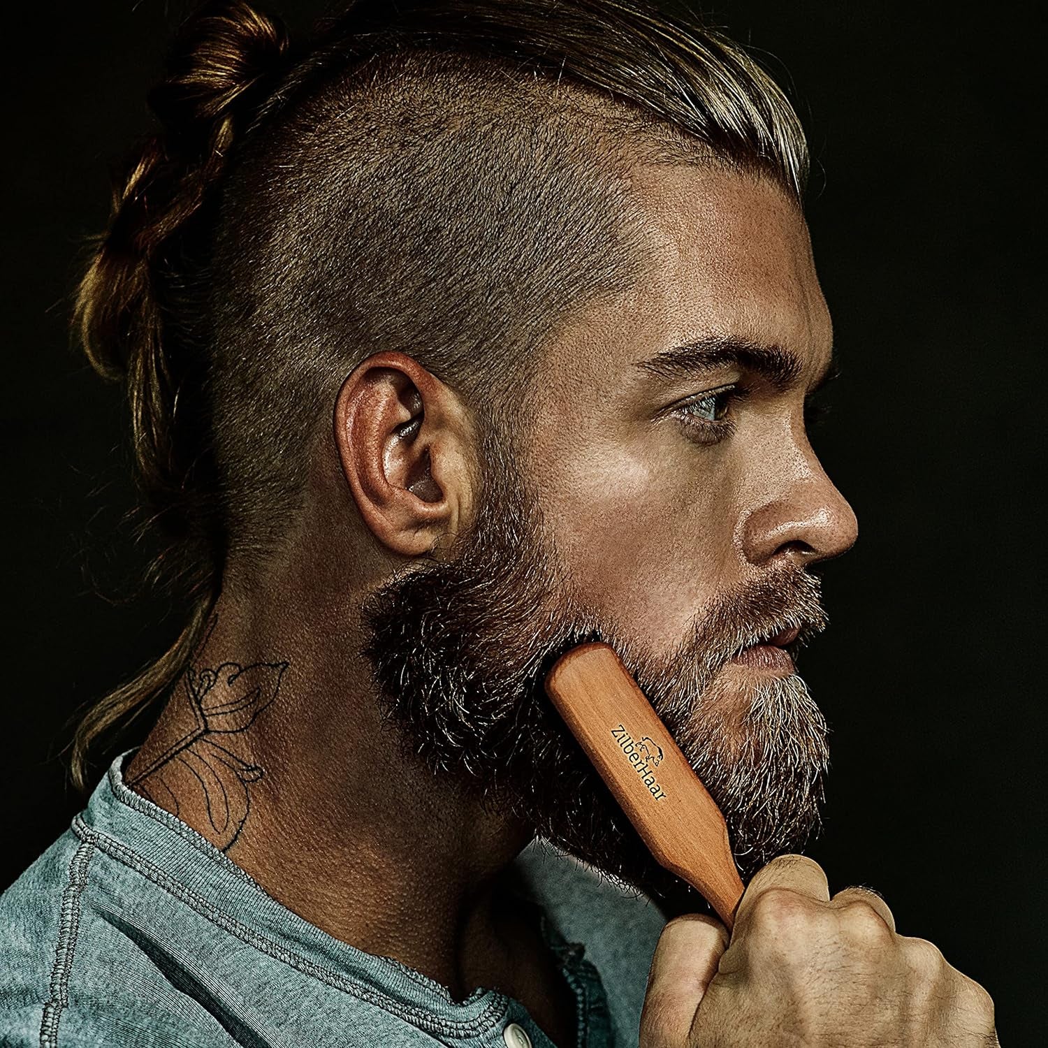 Beard Brush Pure Boar Bristles Natural Firm Hog Hair and Pearwood Works with All Beard Balms and Beard Oils Exfoliates Skin Helps Softening and Conditioning Itchy Beards Great for Travel