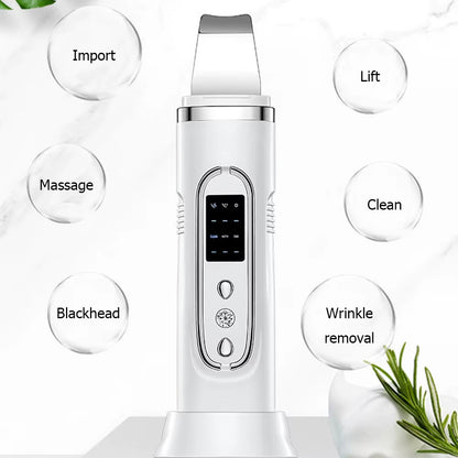 Ultrasonic Skin Scrubber Electric Facial Cleansing Pore Deep Cleanser Acne Blackhead Remover Peeling Shovel Device Beautymachine