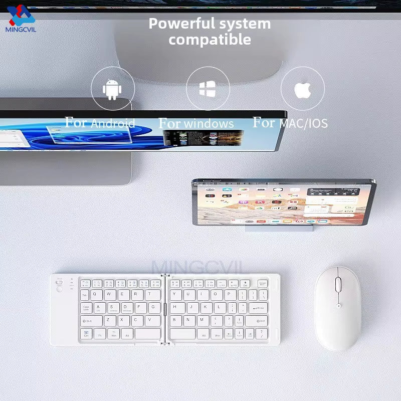 Mini Foldable Wireless Keyboard Slim Portable Bluetooth Keyboard Rechargeable Folding Keyboard for IOS Windows Android