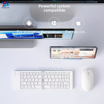 Mini Foldable Wireless Keyboard Slim Portable Bluetooth Keyboard Rechargeable Folding Keyboard for IOS Windows Android