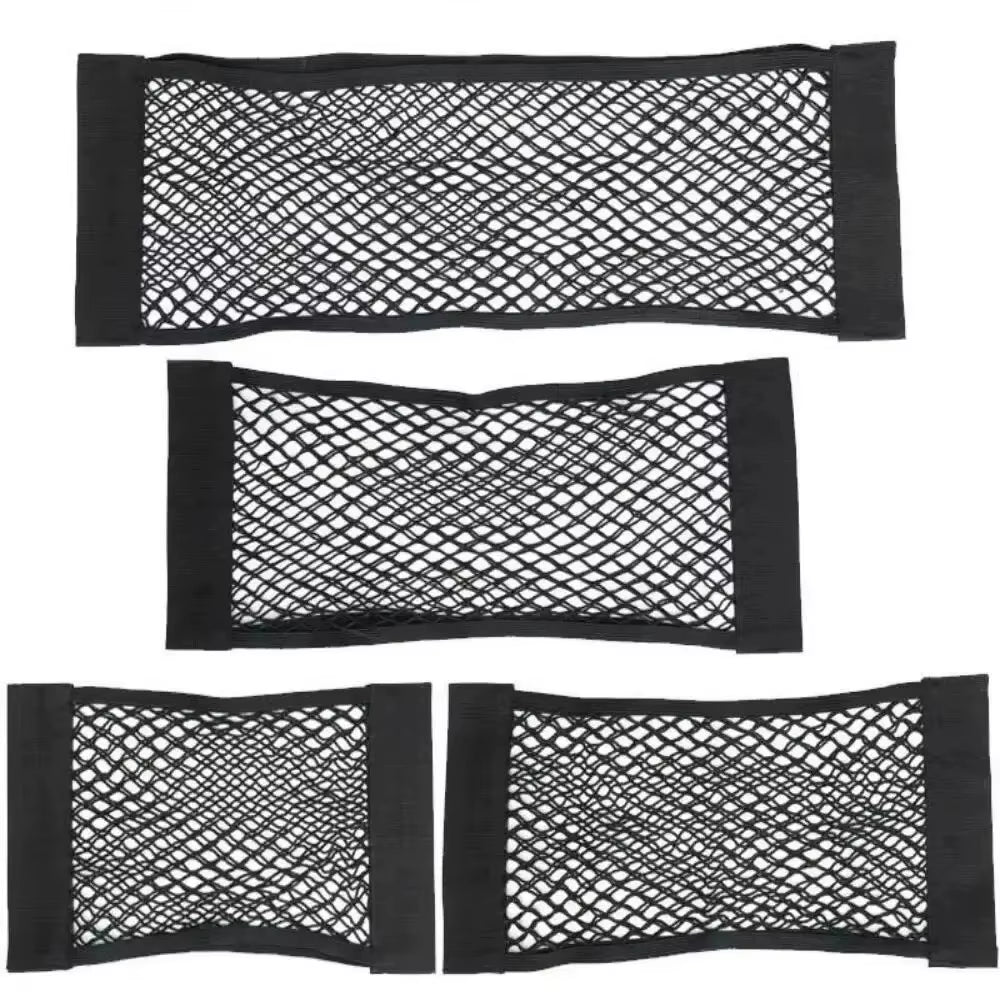 Car Storage Net Stretchable Mesh Pocket Net Magic Elastic Sticker Universal Rear Mesh Trunk Seat Bag Pocket Cage Auto Organizer