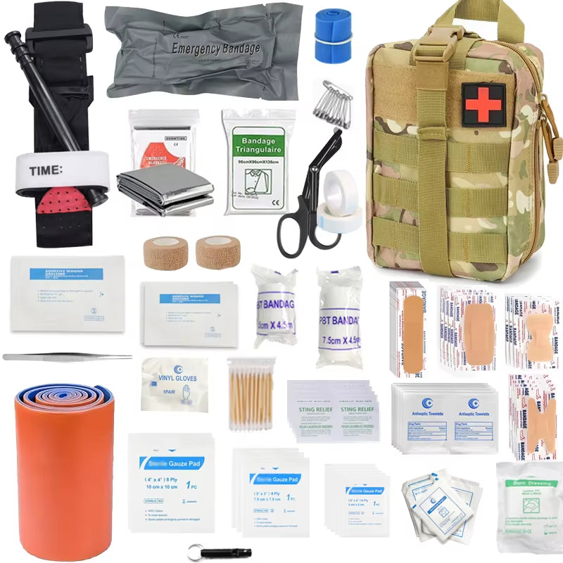 156 Pcs 30 in 1 Home Outdoor Travel First Aid Kit, Camping, Boating, Hiking, Multifunctional Portable Mountaineering Kit
