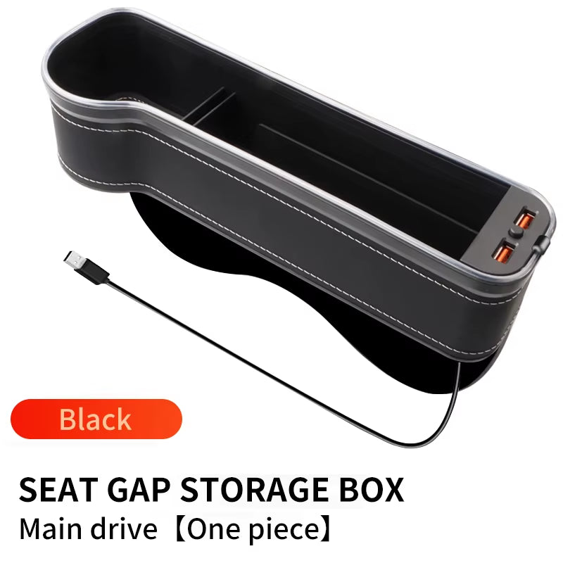Car Seat Gap Filler Cup Holder 7 Colours Changing LED Car Crevice Storage Organizer Box with 2Usb Charger Car Accessories