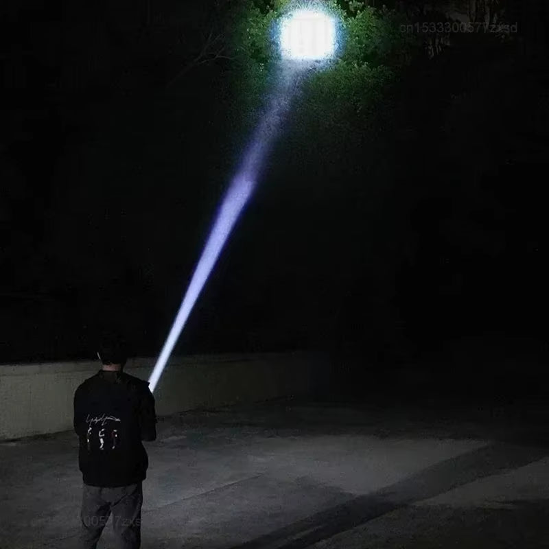 Outdoor Flashlight Portable Strong Light Variable Focus with Floodlight Side Lights Long Range Rechargeable Flashlight