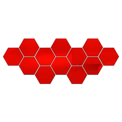 Hexagon Acrylic 3D Mirror Wall Sticker Home Decor DIY Self-Adhesive Mirror Decal Decor Stickers Art Wall Decoration Large 6/12Pc