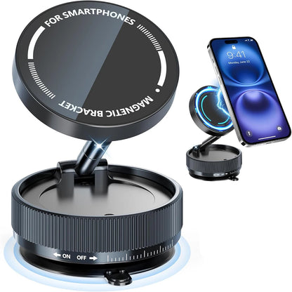Magnetic Suction Cup Phone Mount for Magsafe 360° Adjustable Magnetic Car Phone Holder Pocket Size Foldable Car Mount