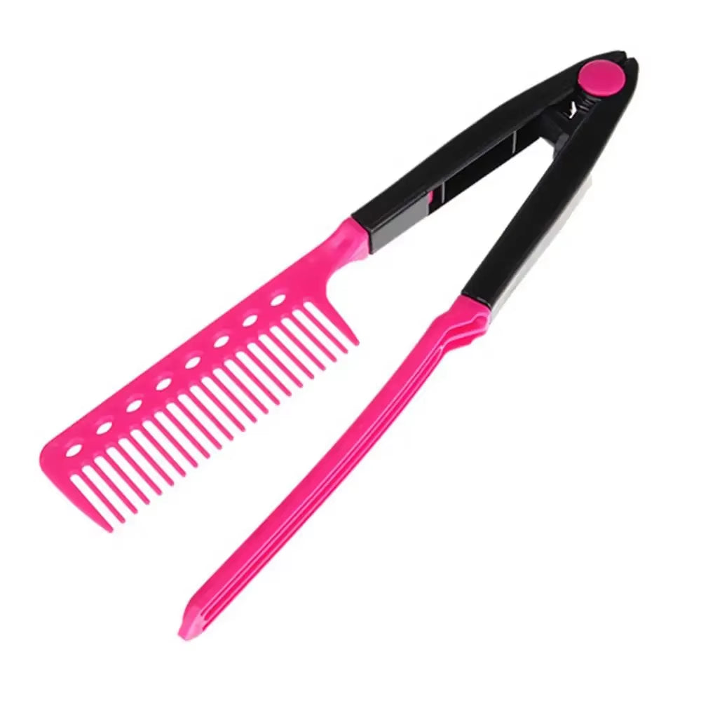 1Pcs Folding V Type Hair Straightener Brush DIY Hairdress Tool Hairdressing Combs Natural Hair Styling Curling Comb Hair
