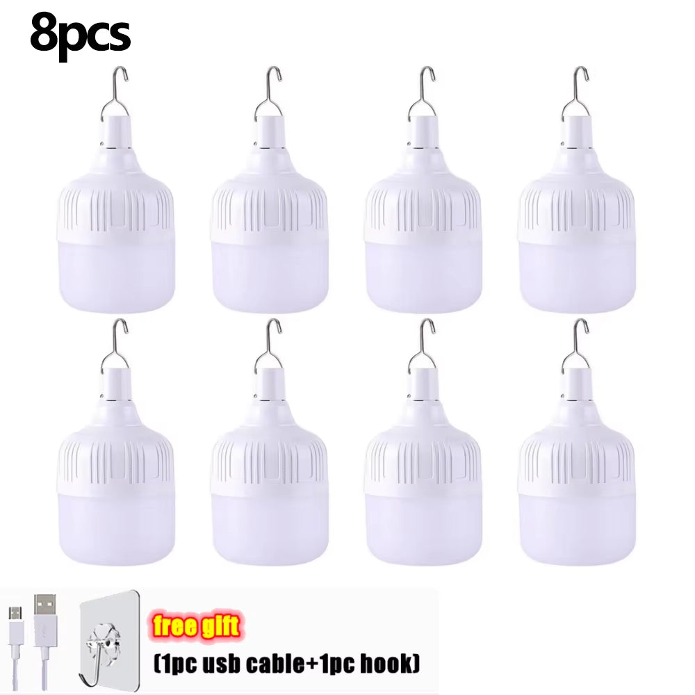 Portable Lanterns High Power USB Rechargeable LED Emergency Lights Hook Outdoor Camping Tents Lantern Lighting Flashlight Bulb
