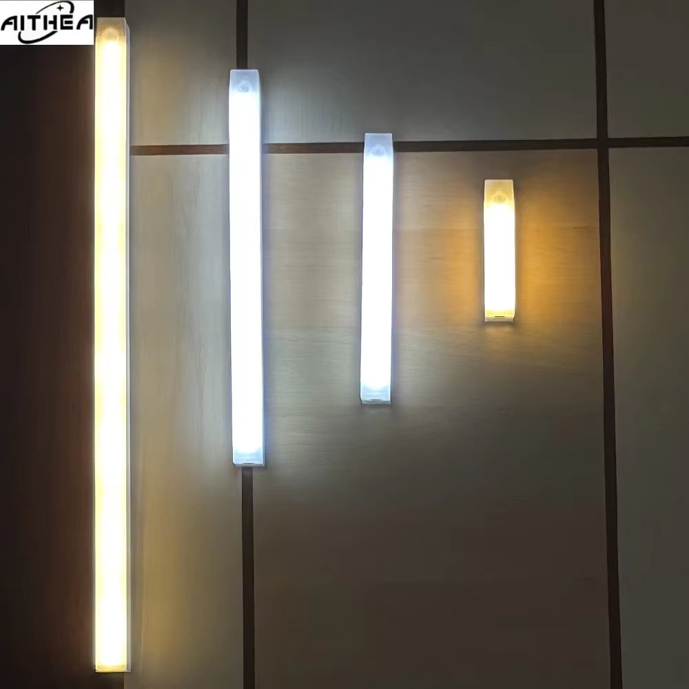 Motion Sensor LED Night Light USB Rechargeable Bedside Lamp Wireless Portable Cabinet Tube Light for Wardrobe Staircase