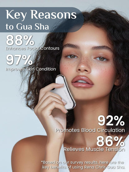 Gua Sha Facial Tools, Stainless Steel Gua Sha Stone, Face Guasha Tool for Jawline Sculpting and Puffiness Reducing, Guasha Massage Tool, Skin Care Gift - Silver