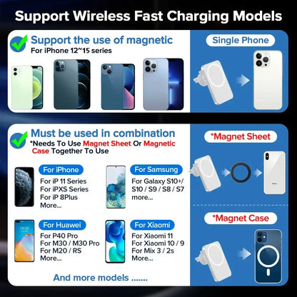 15W Magnetic Car Wireless Charger Macsafe for Iphone 17- 12 Pro Max Mini Air Vent Car Phone Holder Stand Fast Car Charging