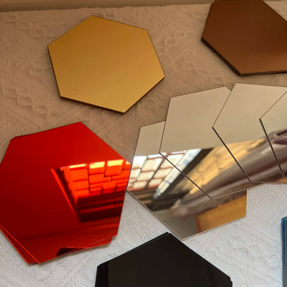 Hexagon Acrylic 3D Mirror Wall Sticker Home Decor DIY Self-Adhesive Mirror Decal Decor Stickers Art Wall Decoration Large 6/12Pc