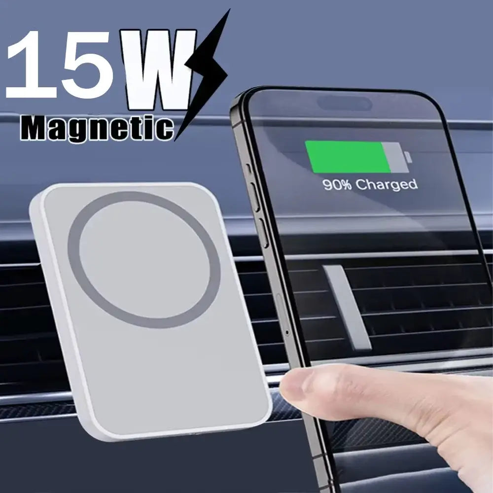 15W Magnetic Car Wireless Charger Macsafe for Iphone 17- 12 Pro Max Mini Air Vent Car Phone Holder Stand Fast Car Charging