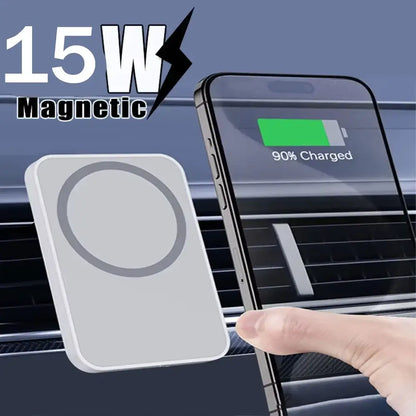 15W Magnetic Car Wireless Charger Macsafe for Iphone 17- 12 Pro Max Mini Air Vent Car Phone Holder Stand Fast Car Charging