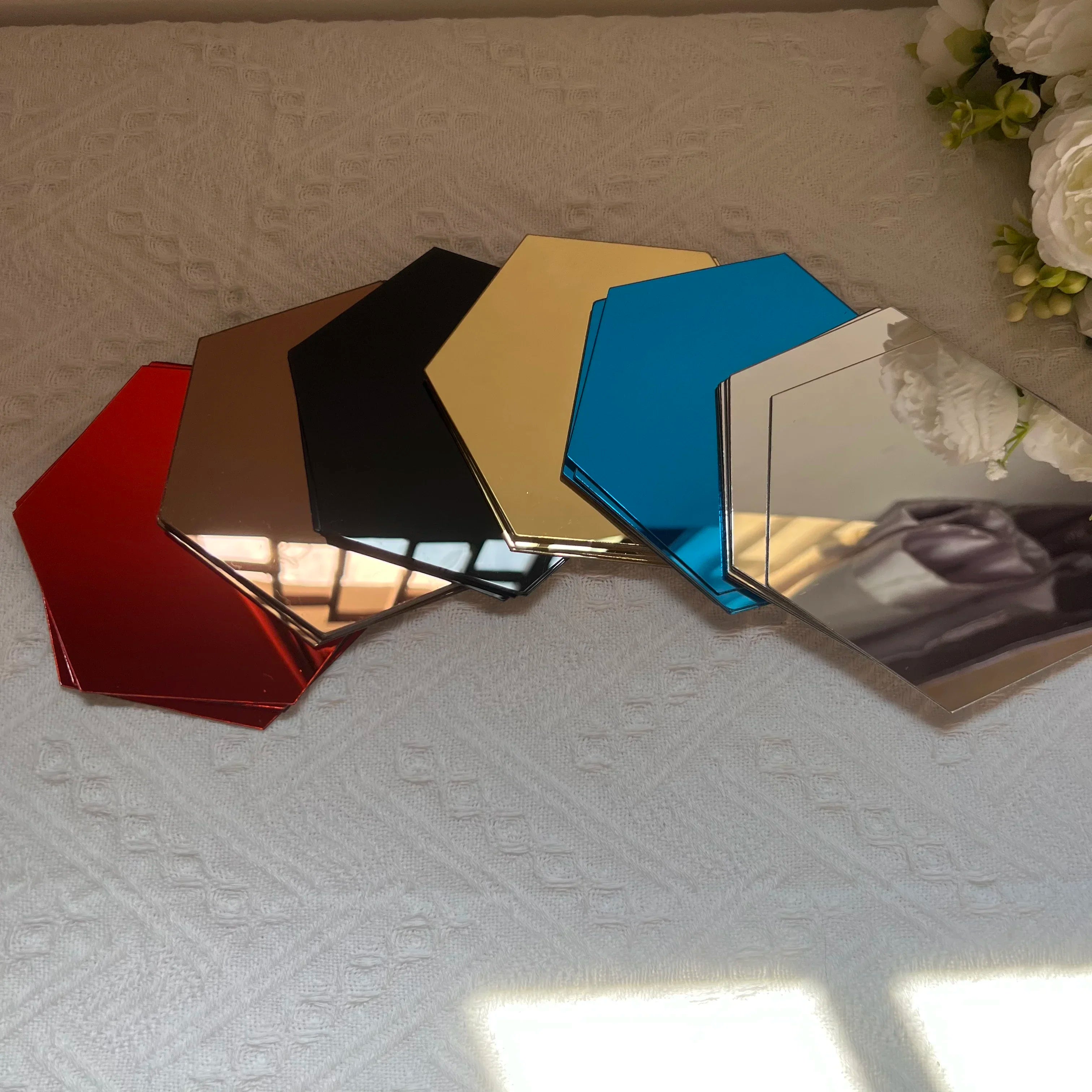Hexagon Acrylic 3D Mirror Wall Sticker Home Decor DIY Self-Adhesive Mirror Decal Decor Stickers Art Wall Decoration Large 6/12Pc
