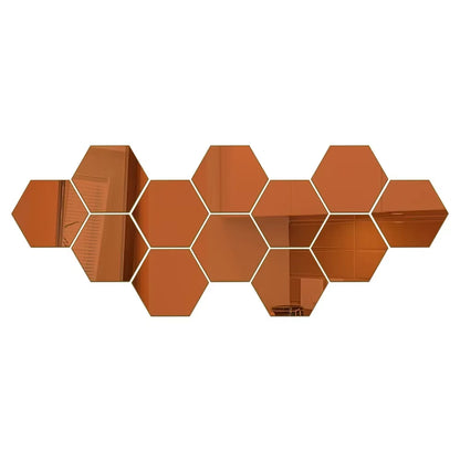 Hexagon Acrylic 3D Mirror Wall Sticker Home Decor DIY Self-Adhesive Mirror Decal Decor Stickers Art Wall Decoration Large 6/12Pc