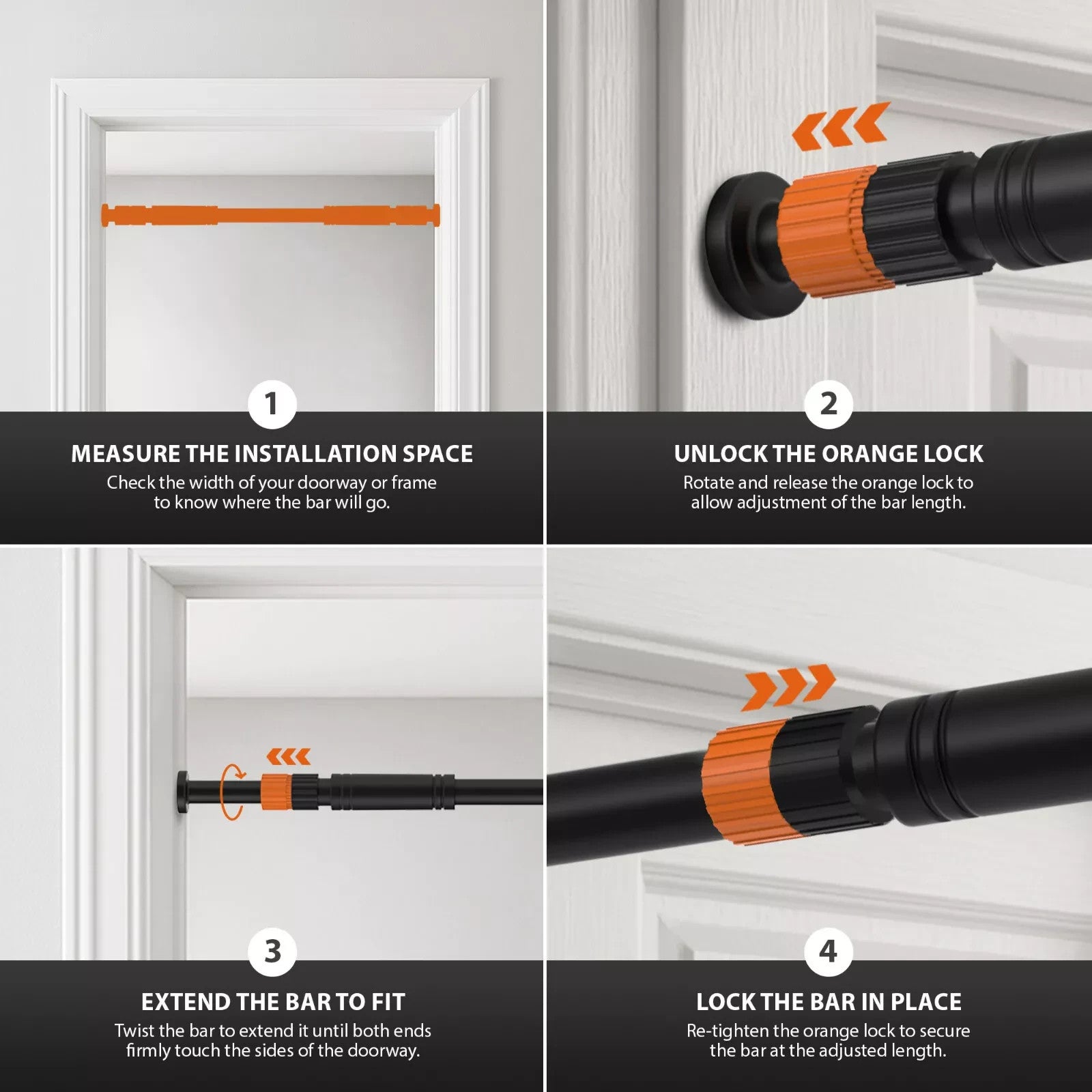 DOOR HOME EXERCISE WORKOUT TRAINING GYM BAR CHIN up SIZE ADJUSTABLE FITNESS PULL