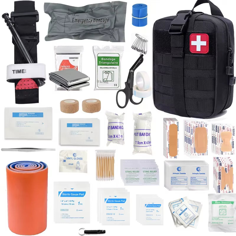 156 Pcs 30 in 1 Home Outdoor Travel First Aid Kit, Camping, Boating, Hiking, Multifunctional Portable Mountaineering Kit