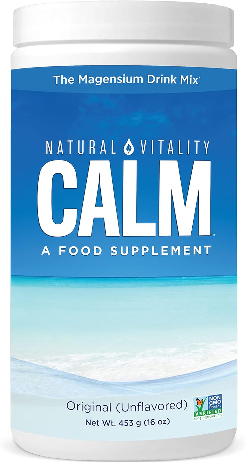 Natural Calm - RLS - Restless Legs - Relaxation - Stress - Muscle Cramps - Tension - Unwind - Amazing Taste - Unflavored - 453 Grams